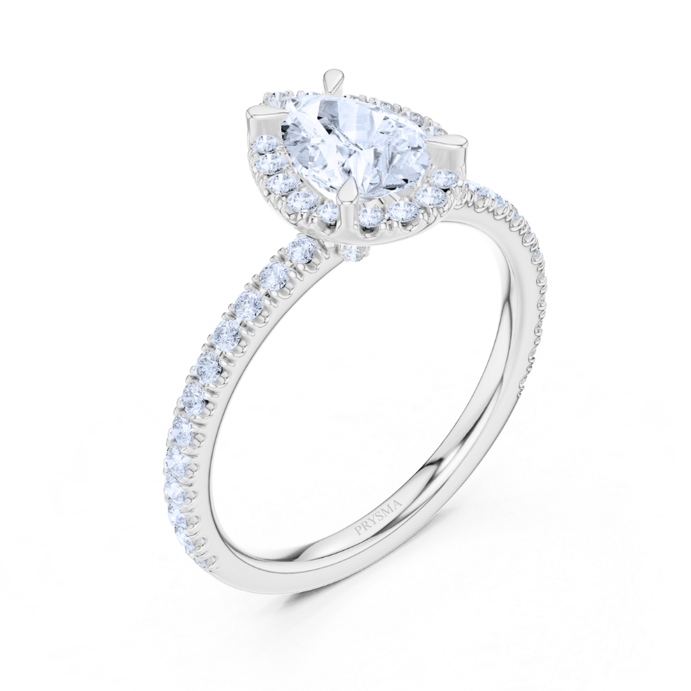 Radiant Teardrop Halo Ring