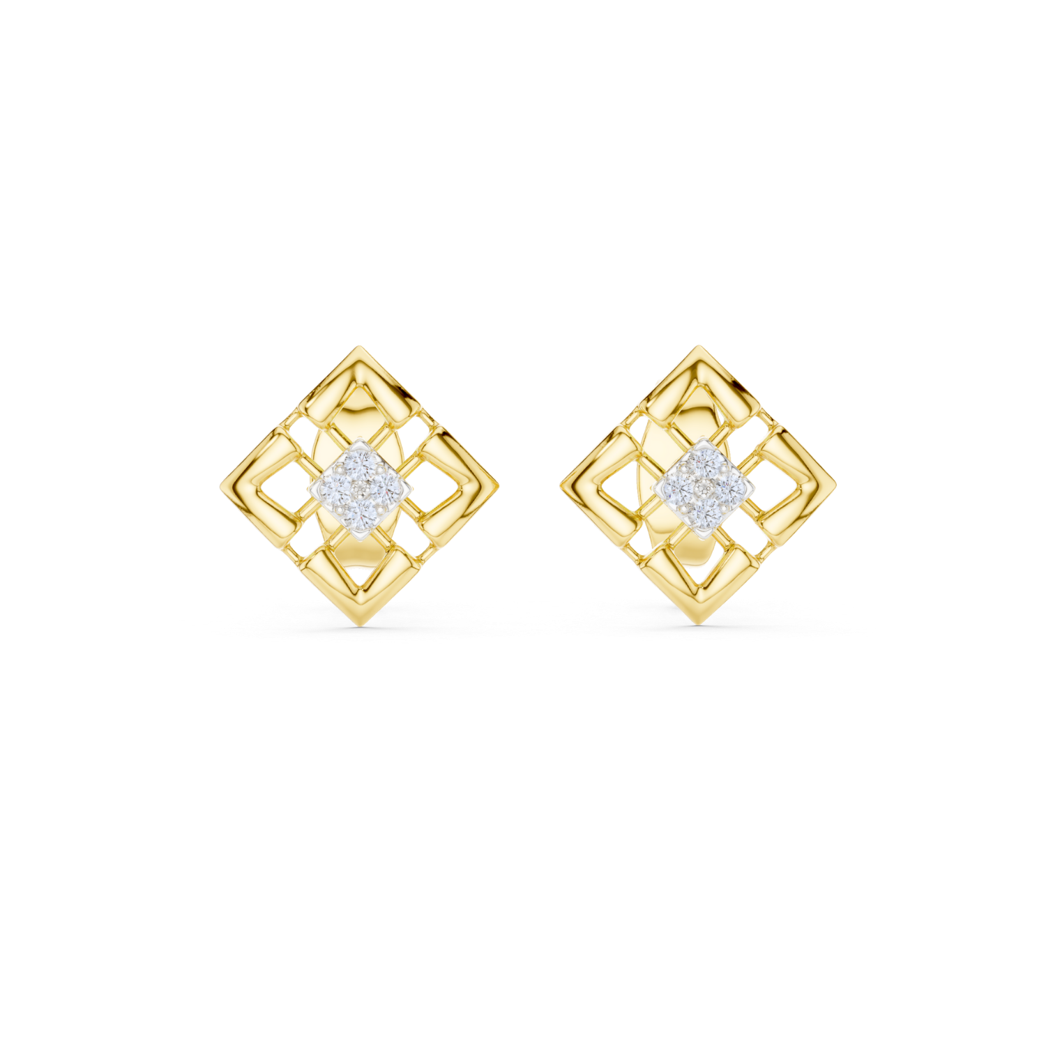 Diamond Radiance Grid Earrings
