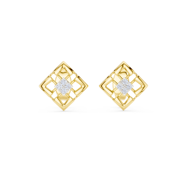 Diamond Radiance Grid Earrings