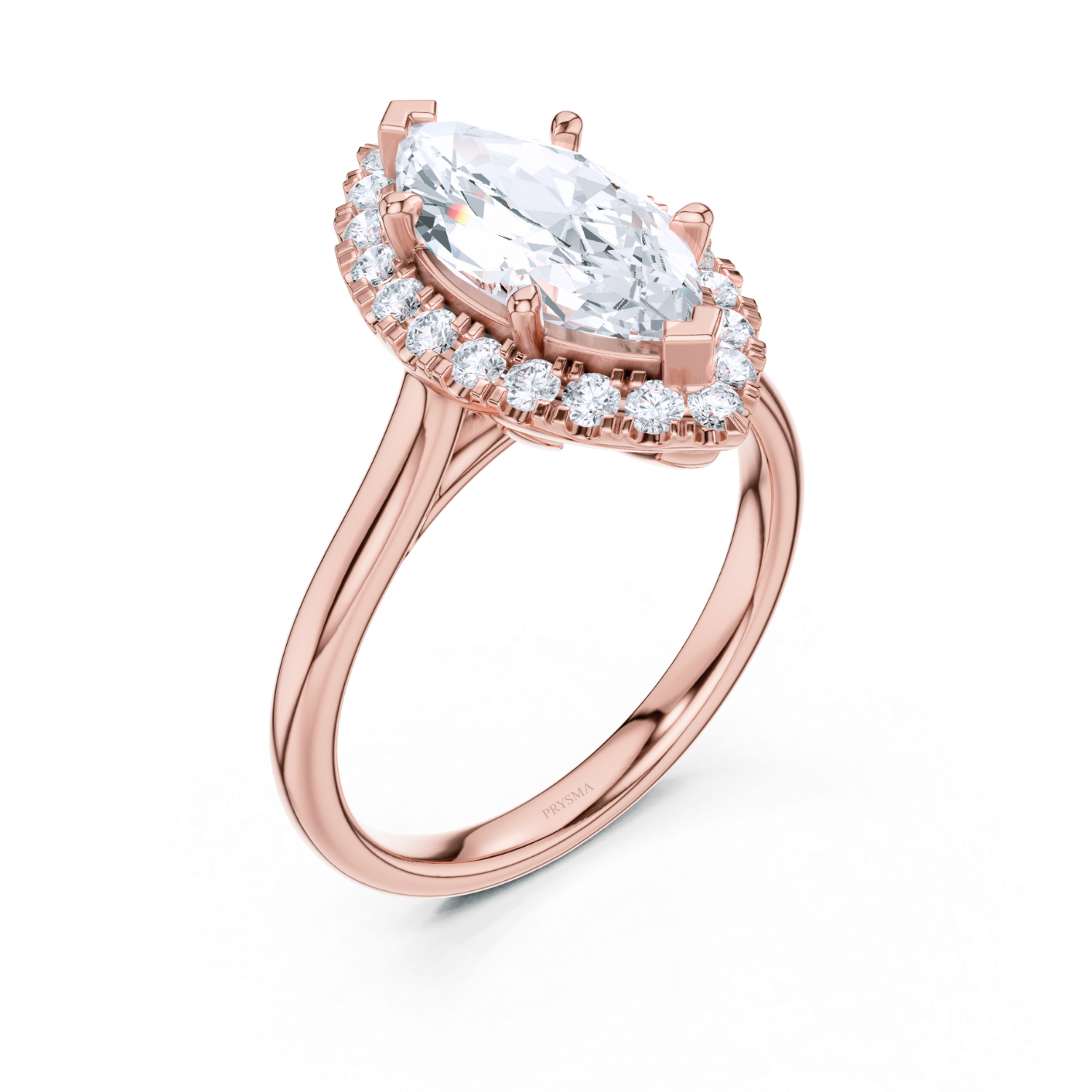 Marquise Halo Split Shank Diamond Ring