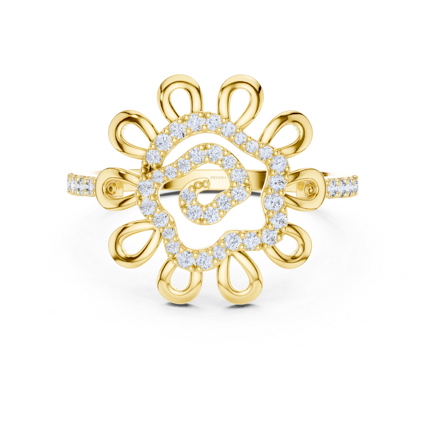 Floral Elegance Round Diamond Ring