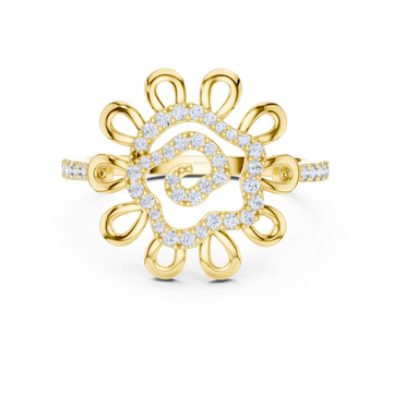 Floral Elegance Round Diamond Ring