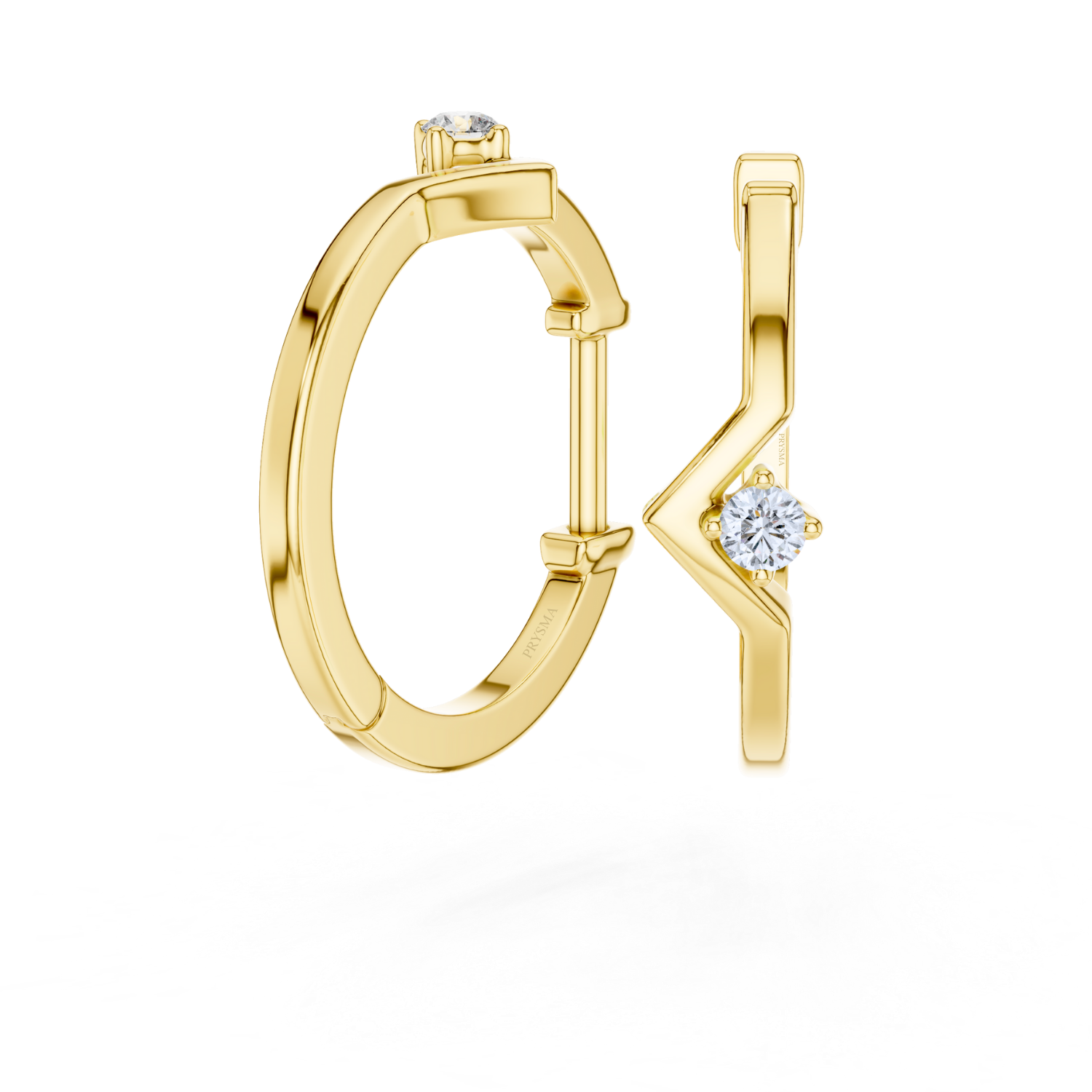 Minimalist Chevron Diamond Huggie Hoops