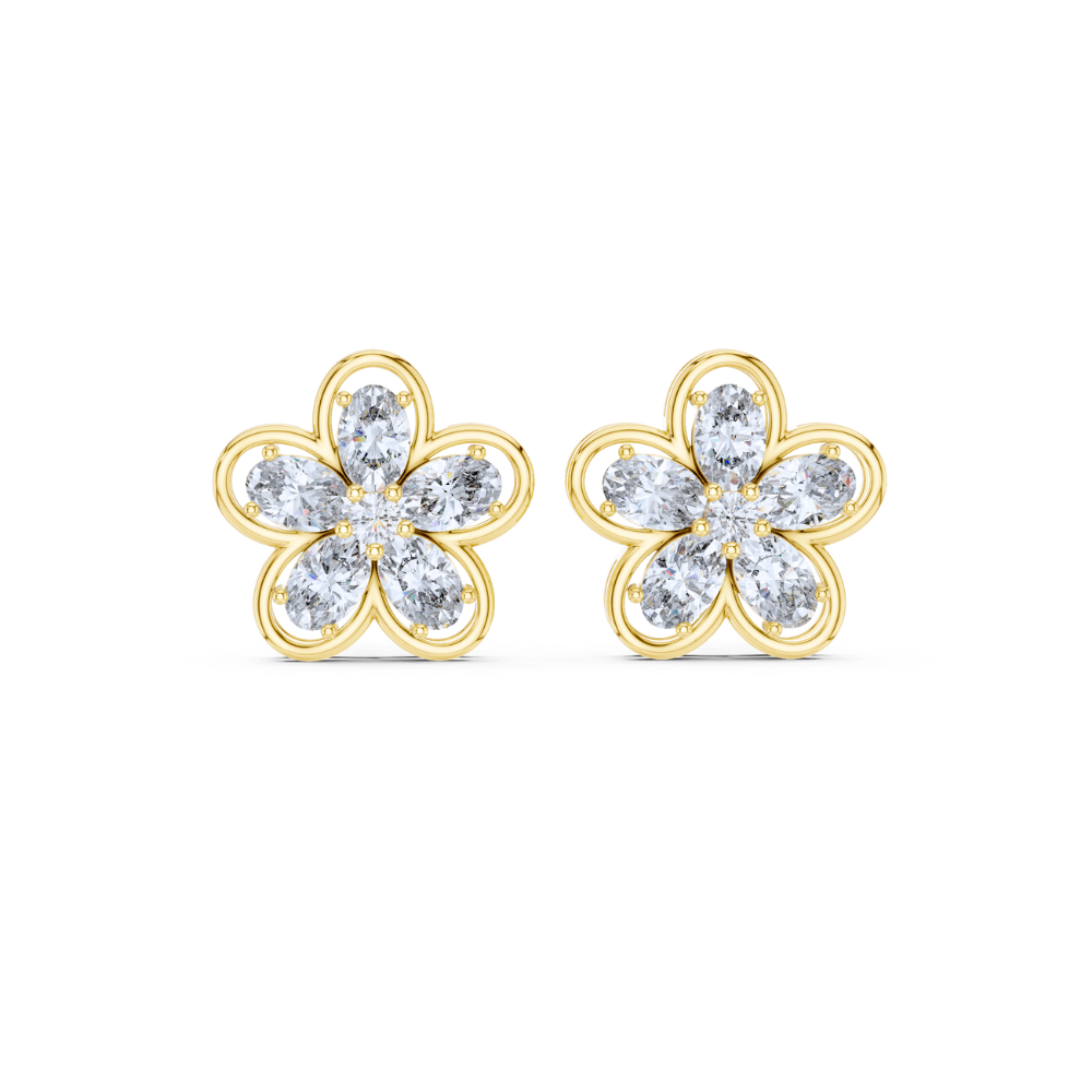 Floral Radiance Diamond Stud Earrings