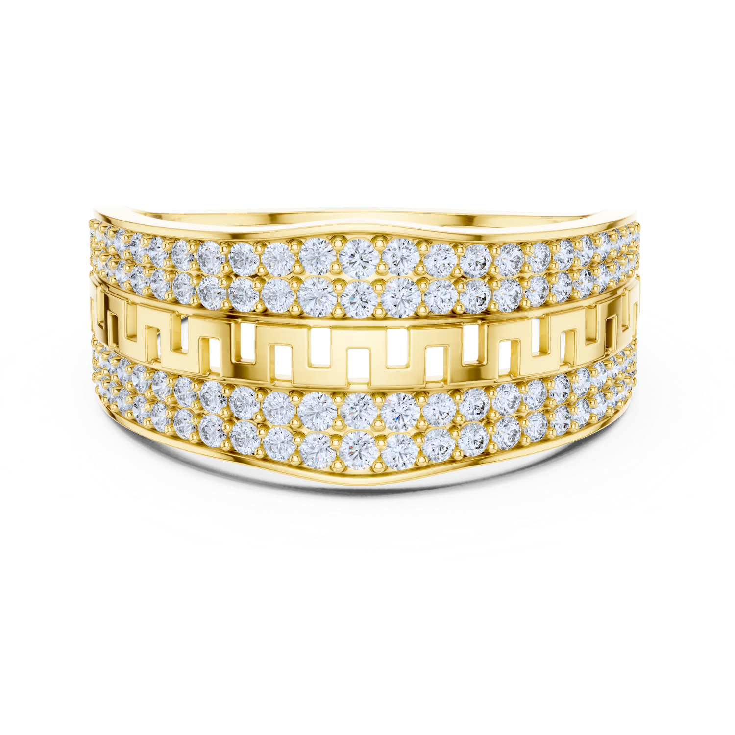 Greek Key Diamond Pave Ring