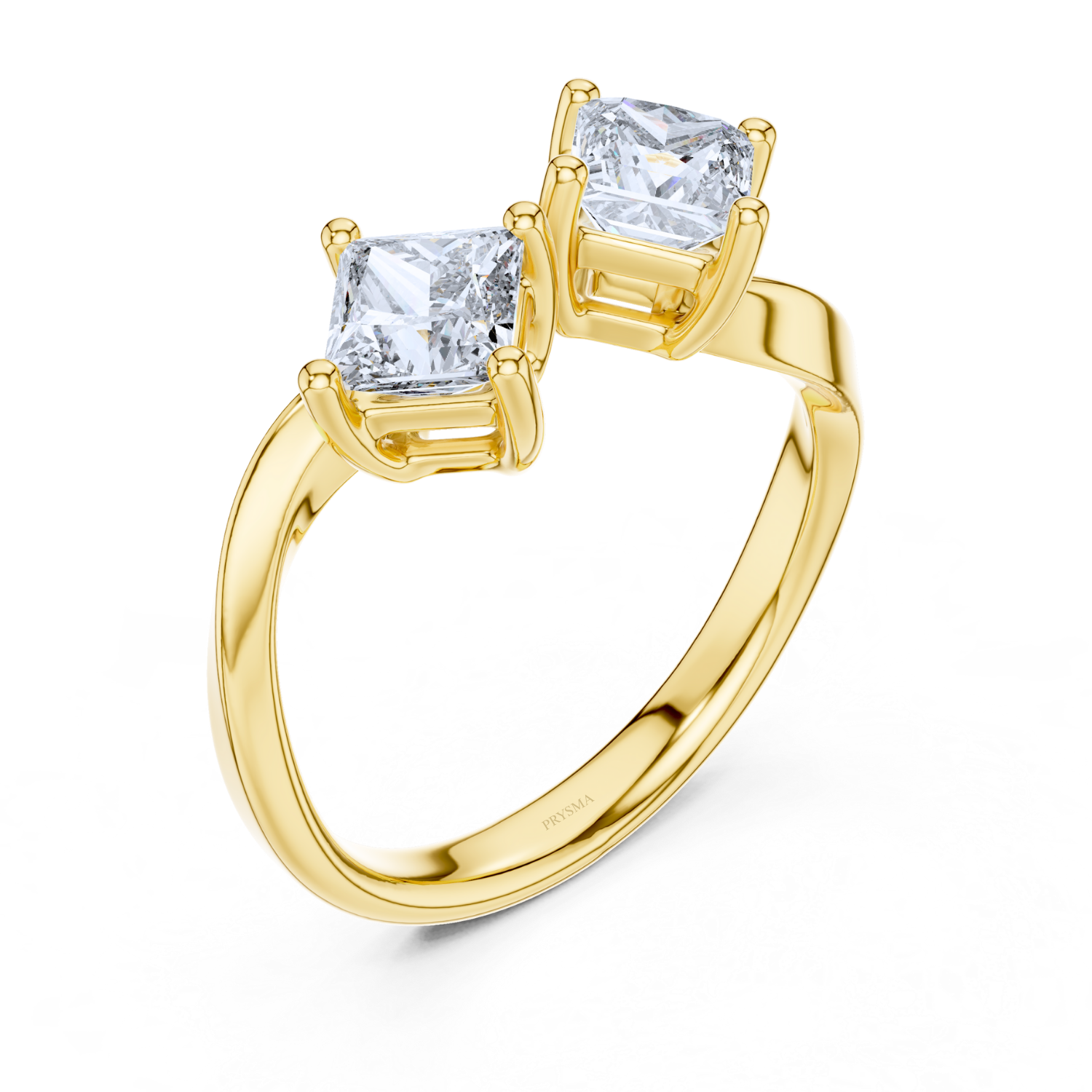 Twin Princess-Cut Diamond Open Ring