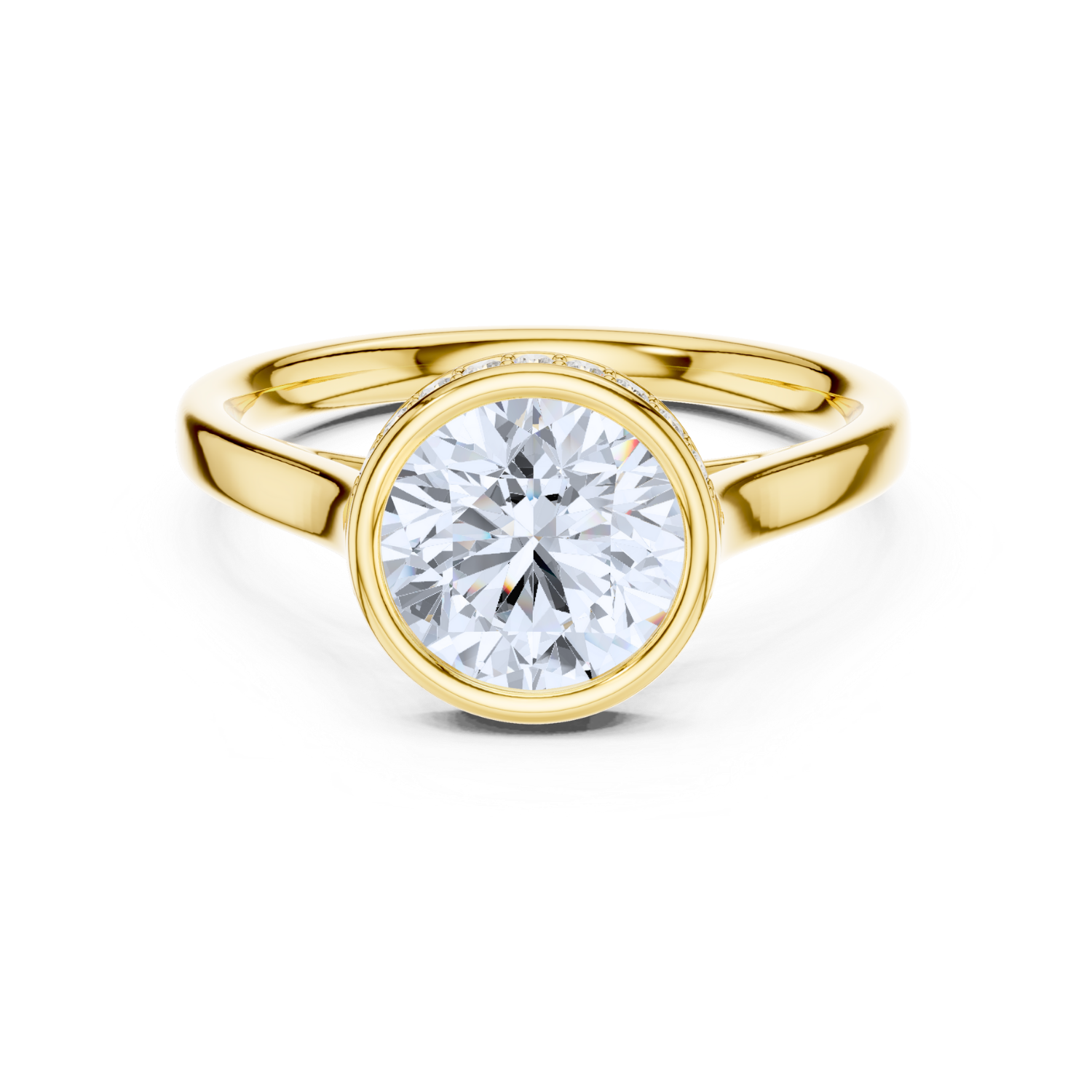 Bezel-Set Diamond Ring With Hidden Halo