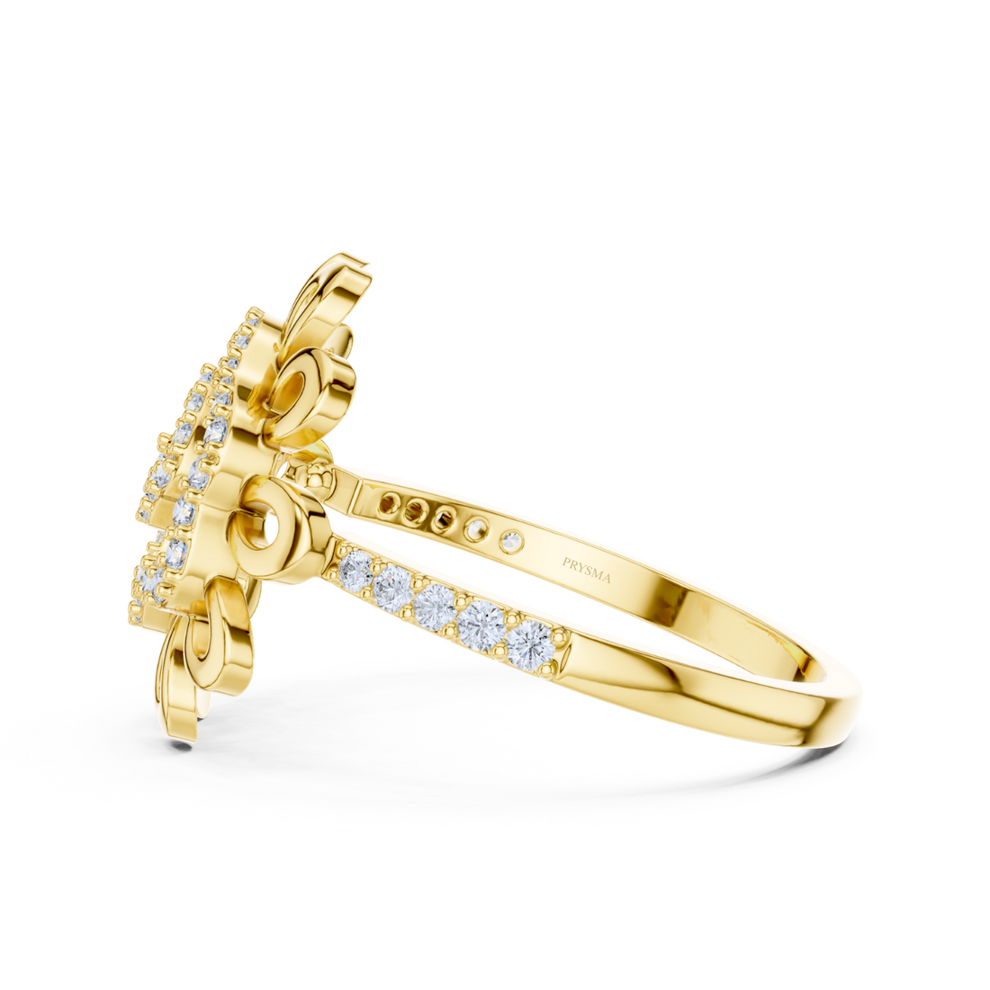 Floral Elegance Round Diamond Ring