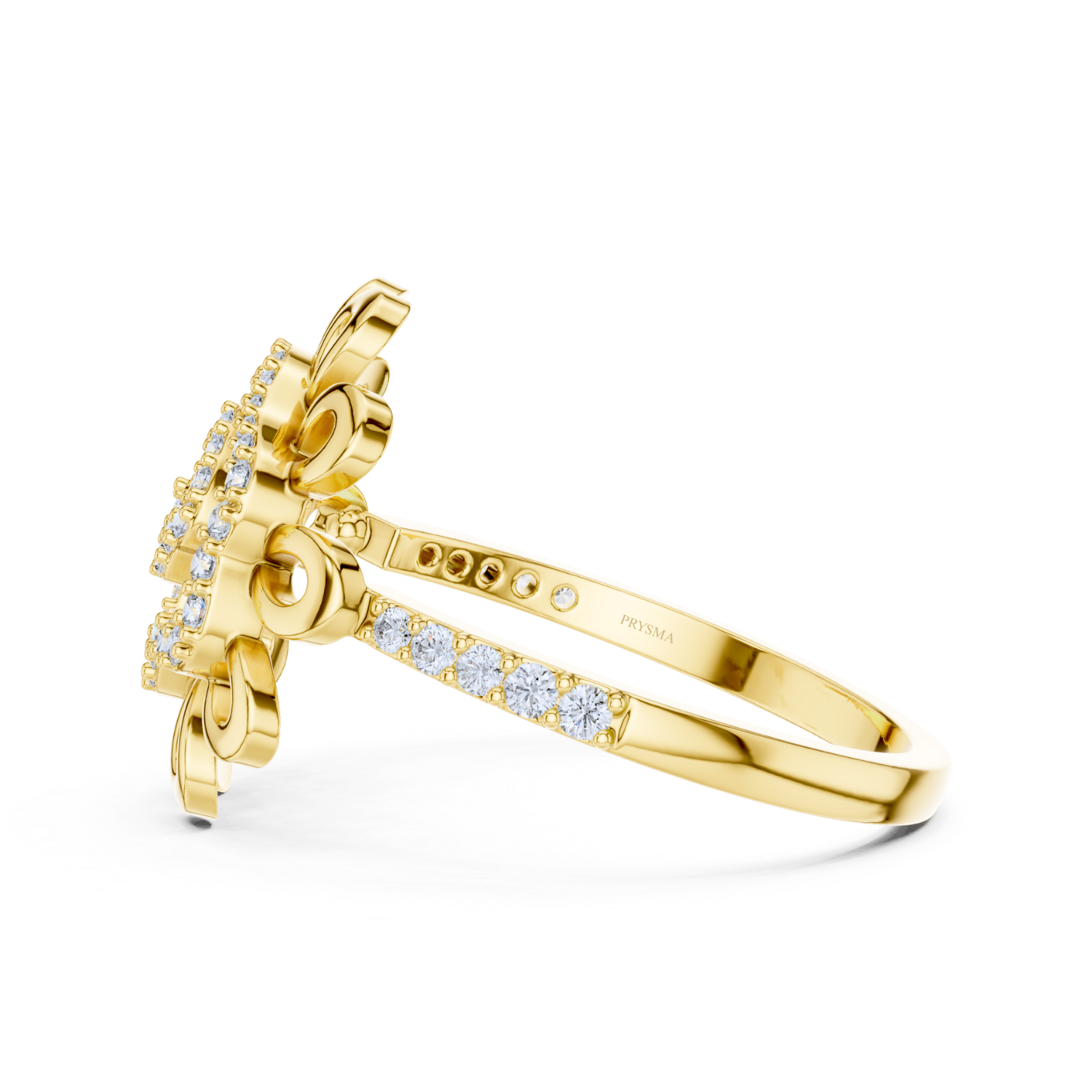 Floral Elegance Round Diamond Ring