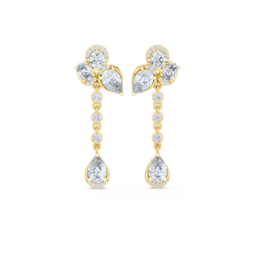 Pear & Round Diamond Drop Earrings