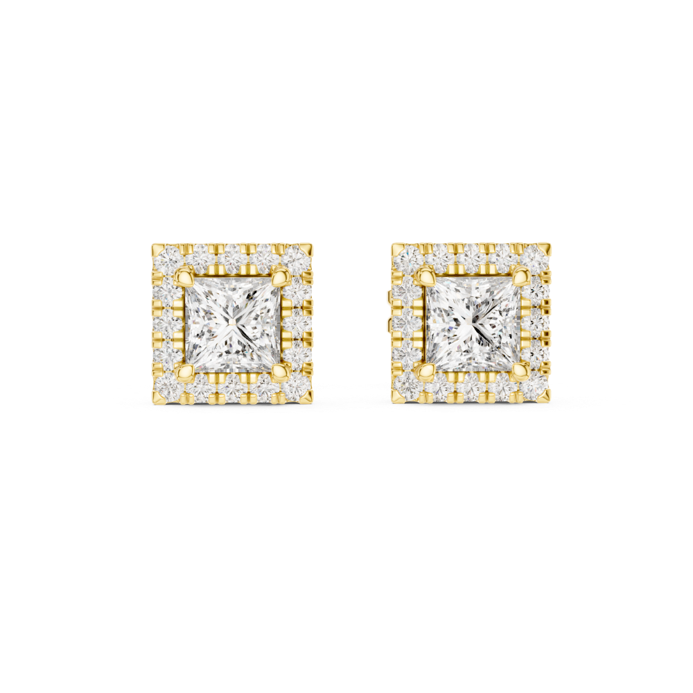 Regal Square Halo Stud Earrings