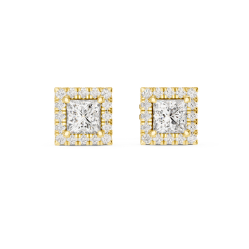 Regal Square Halo Stud Earrings