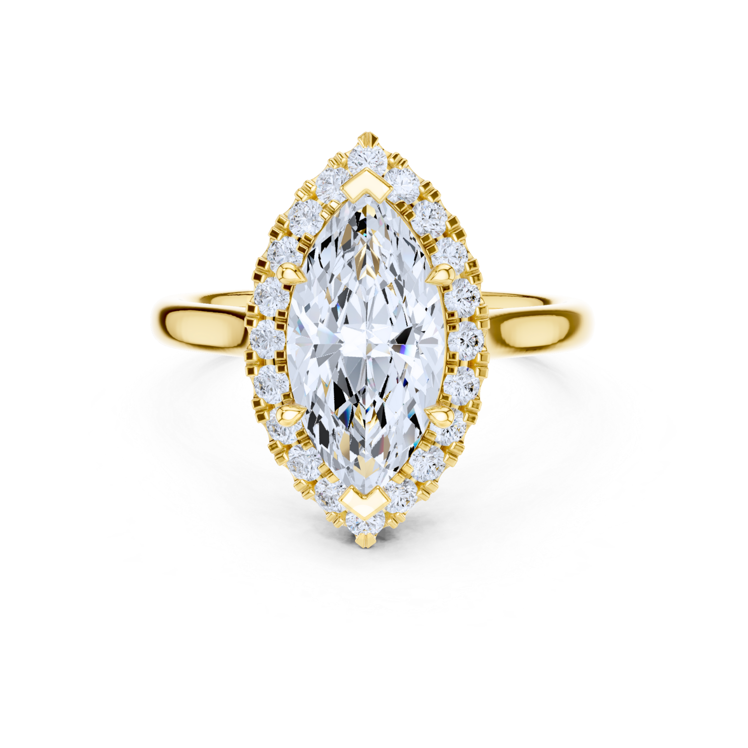 Marquise Halo Split Shank Diamond Ring