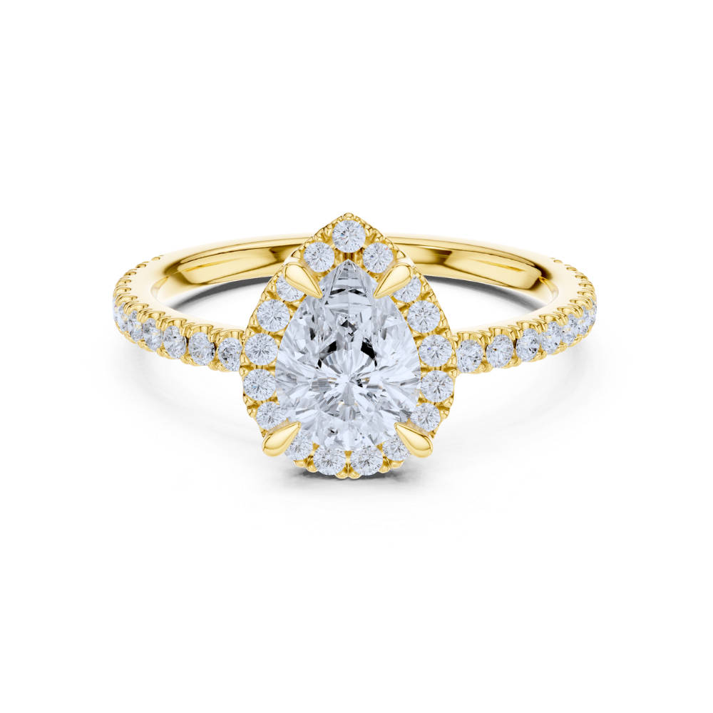 Radiant Teardrop Halo Ring
