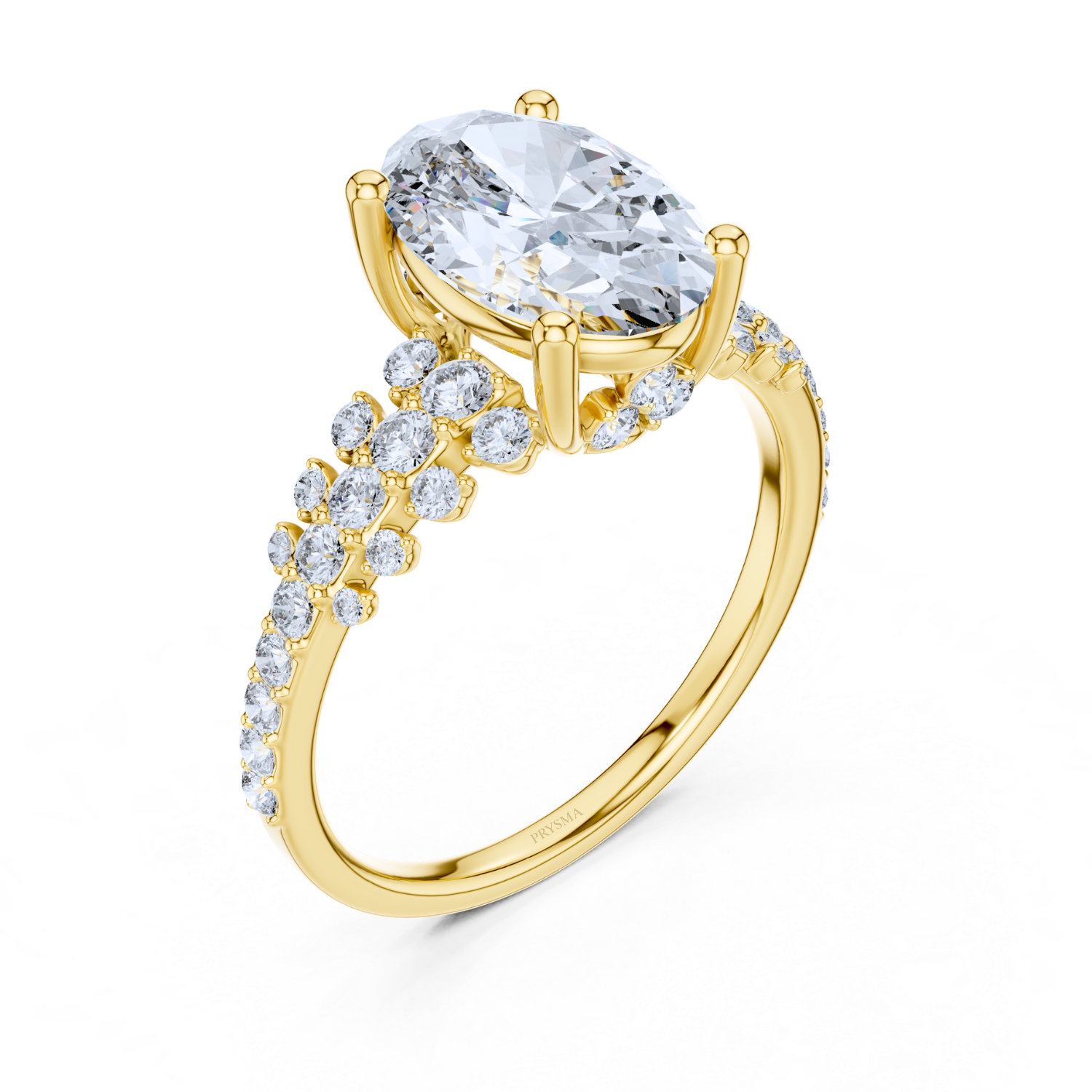 Oval-Cut Diamond Vine Cluster Ring