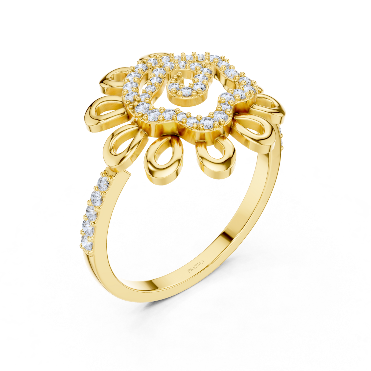 Floral Elegance Round Diamond Ring