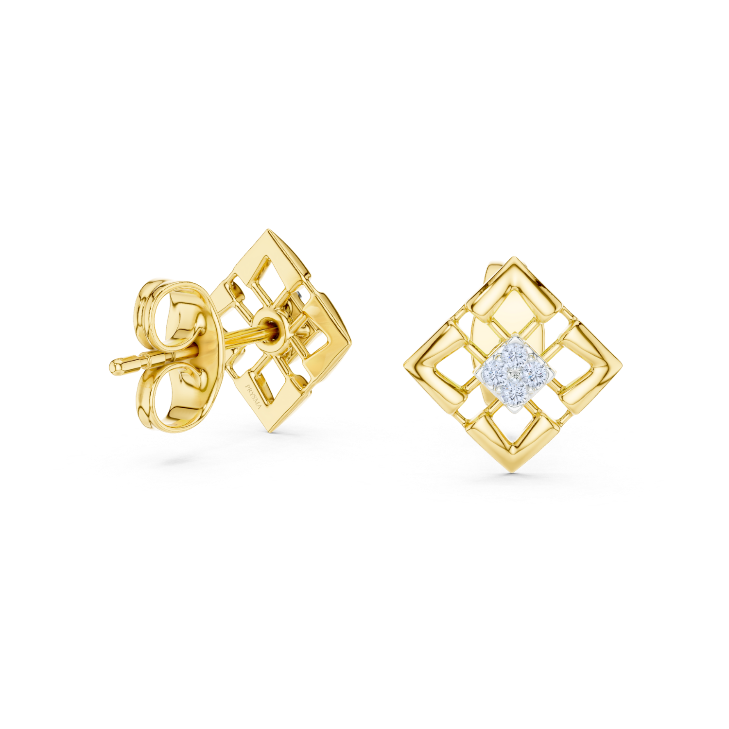Diamond Radiance Grid Earrings