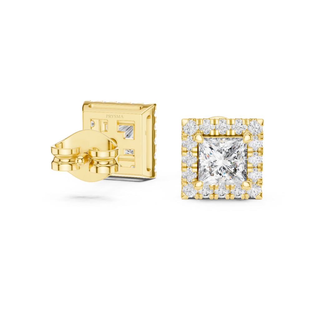 Regal Square Halo Stud Earrings