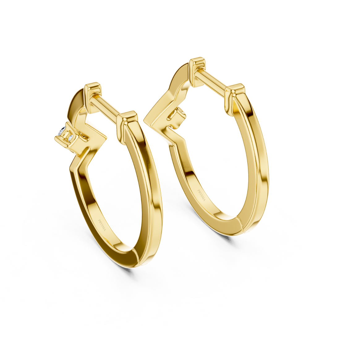 Minimalist Chevron Diamond Huggie Hoops