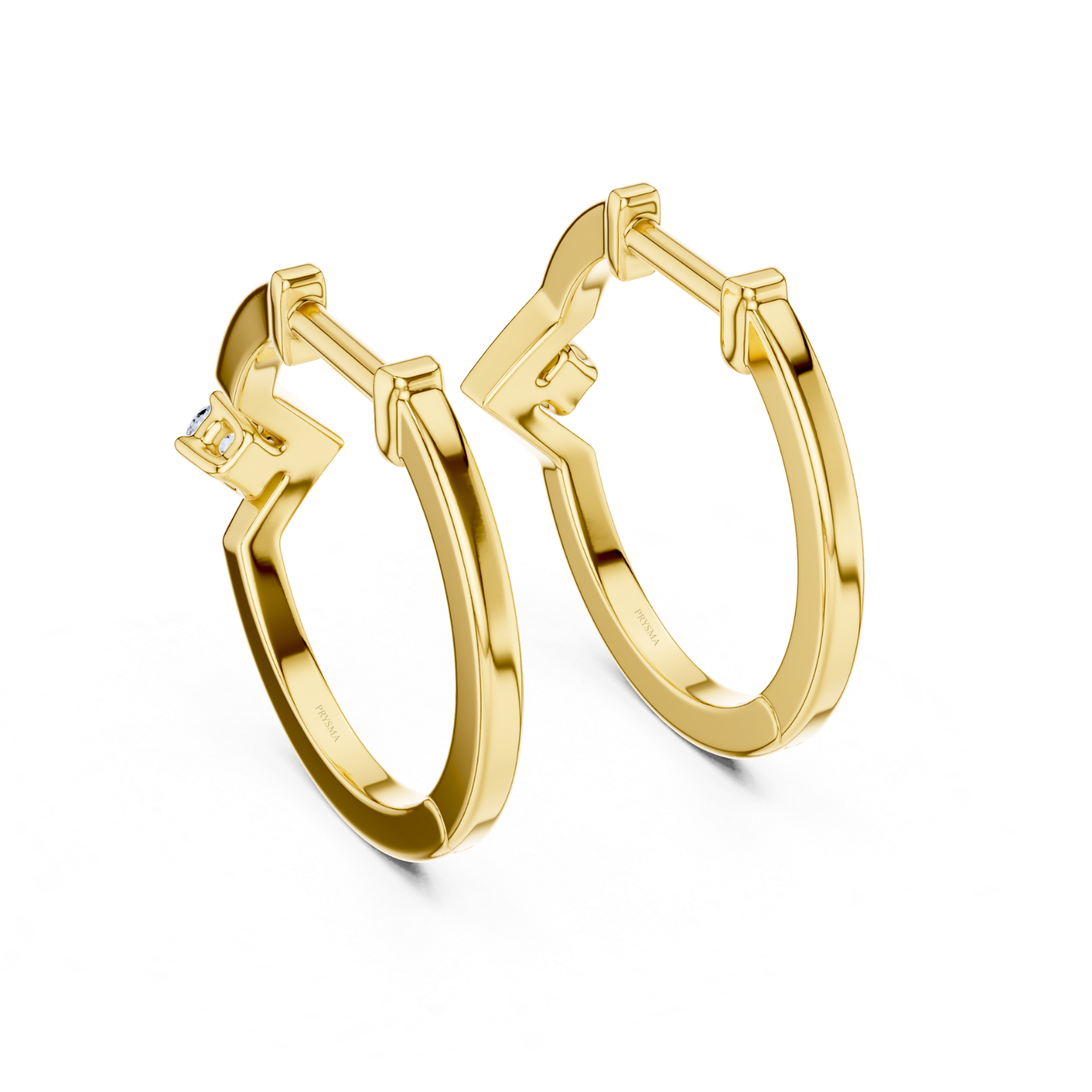 Minimalist Chevron Diamond Huggie Hoops