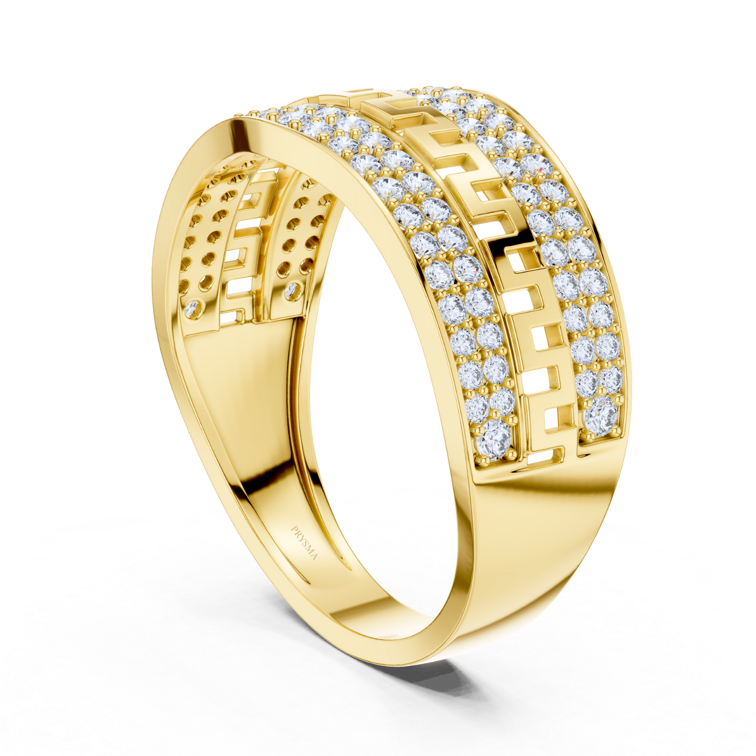 Greek Key Diamond Pave Ring