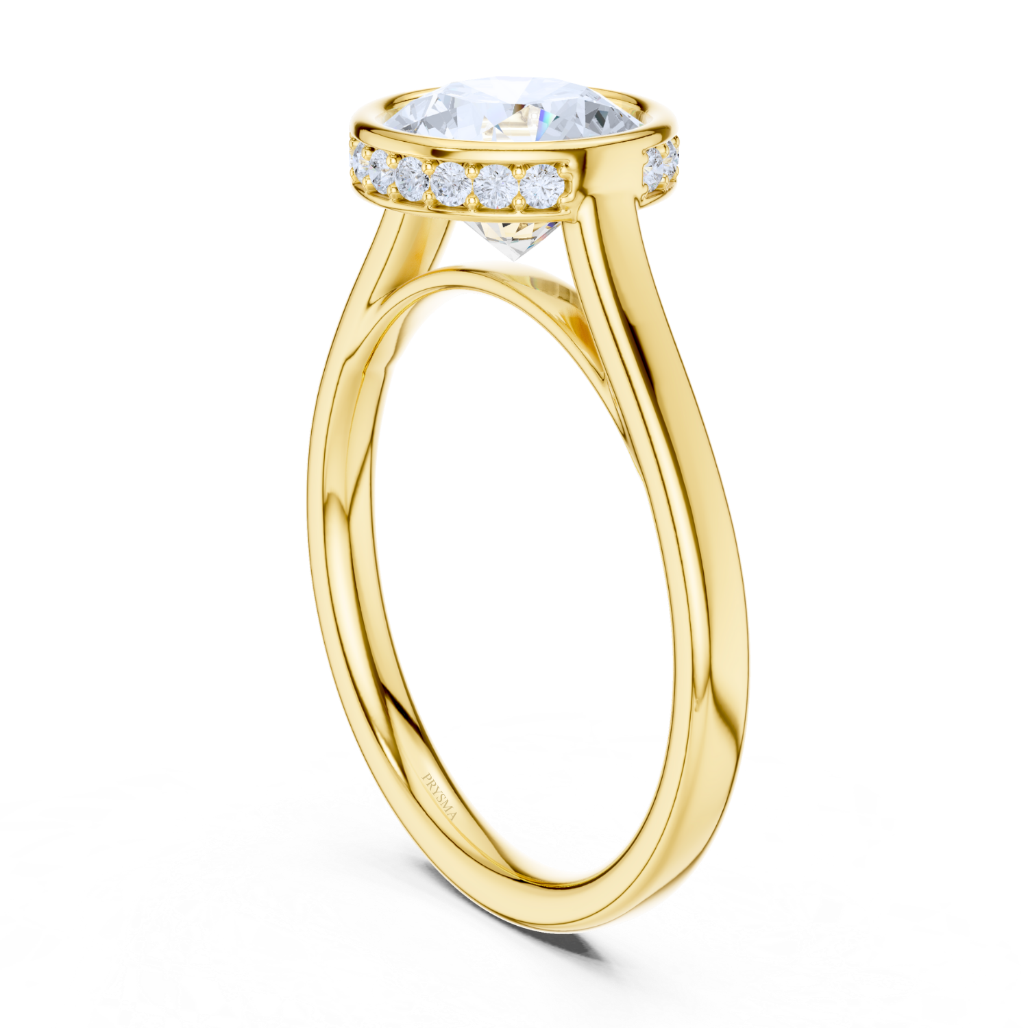 Bezel-Set Diamond Ring With Hidden Halo