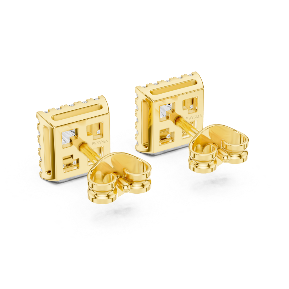 Regal Square Halo Stud Earrings