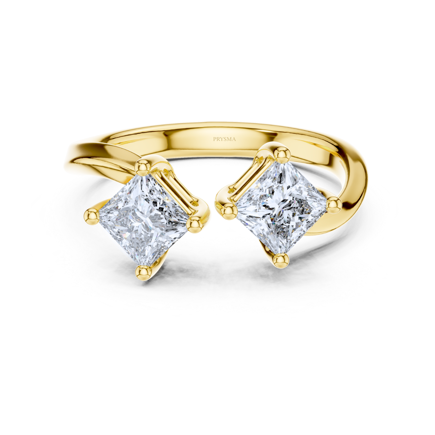 Twin Princess-Cut Diamond Open Ring