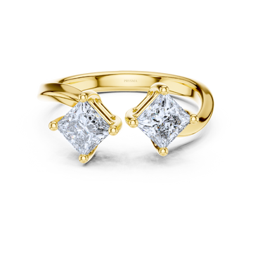Twin Princess-Cut Diamond Open Ring