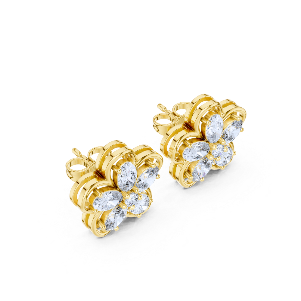 Floral Radiance Diamond Stud Earrings
