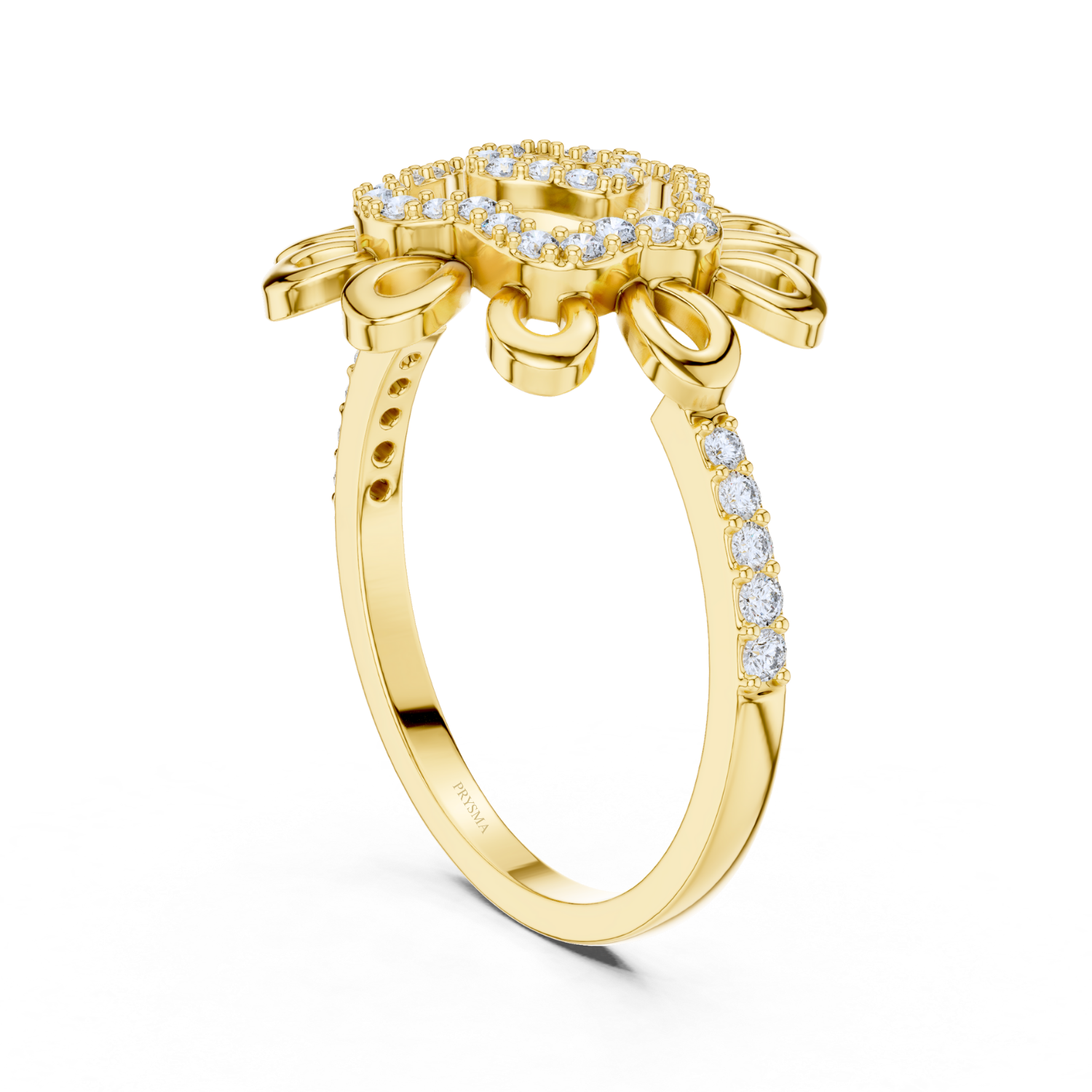 Floral Elegance Round Diamond Ring