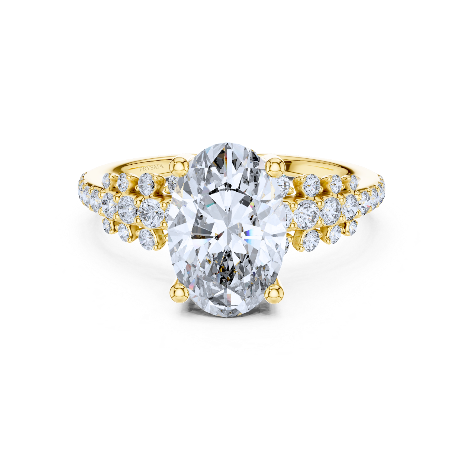 Oval-Cut Diamond Vine Cluster Ring