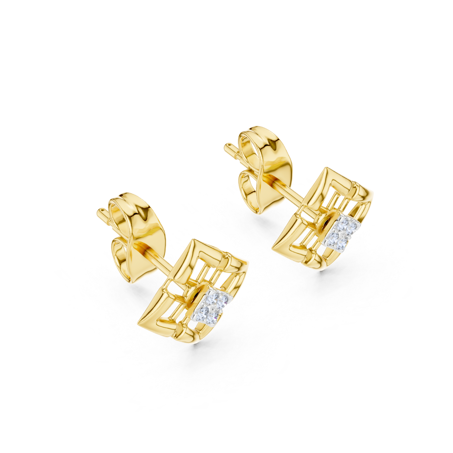 Diamond Radiance Grid Earrings