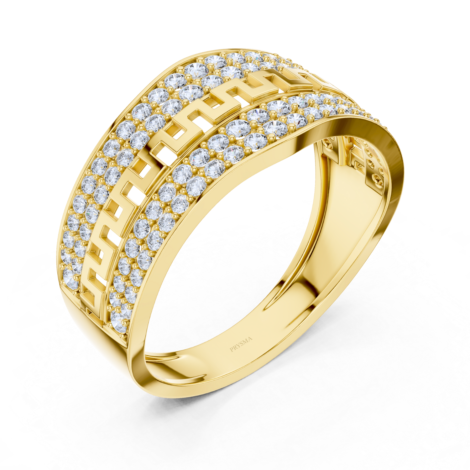 Greek Key Diamond Pave Ring
