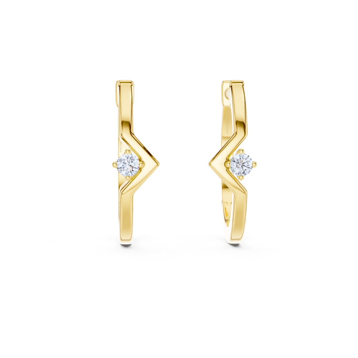 Minimalist Chevron Diamond Huggie Hoops