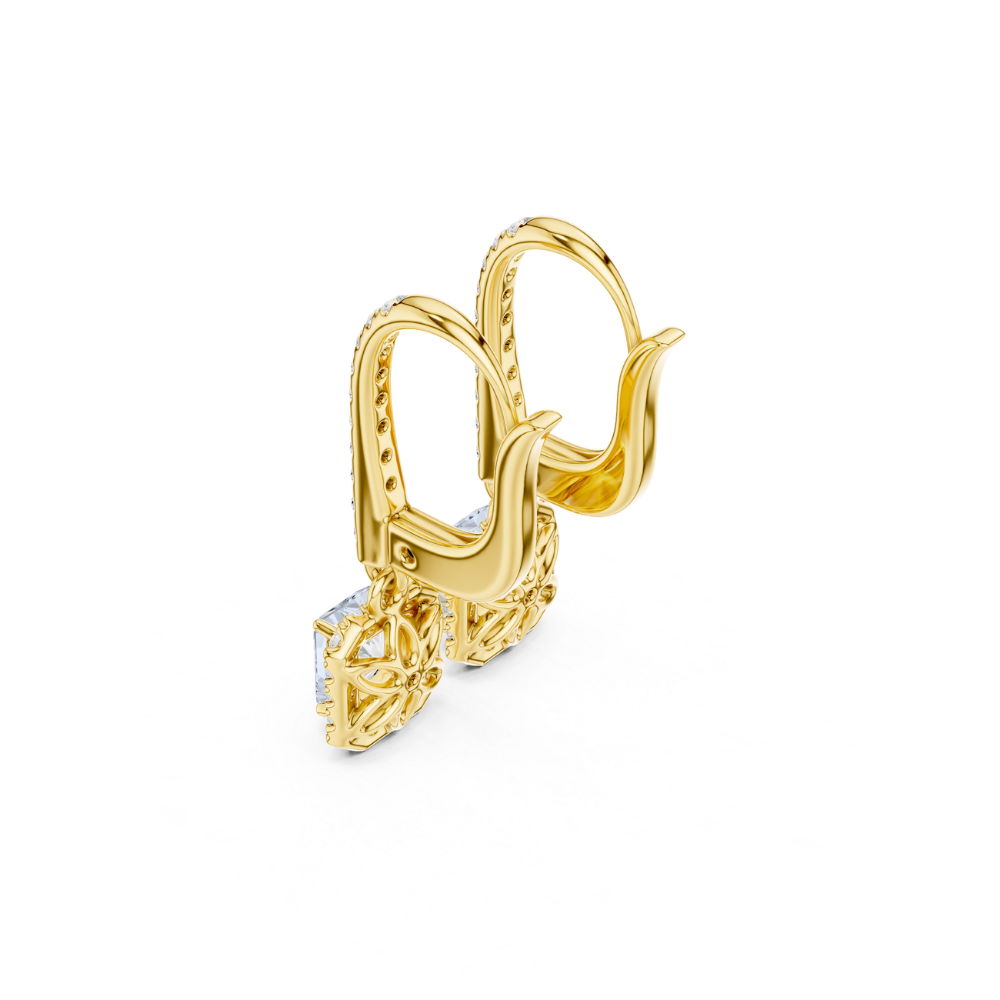 Radiant Halo Drop Diamond Earrings