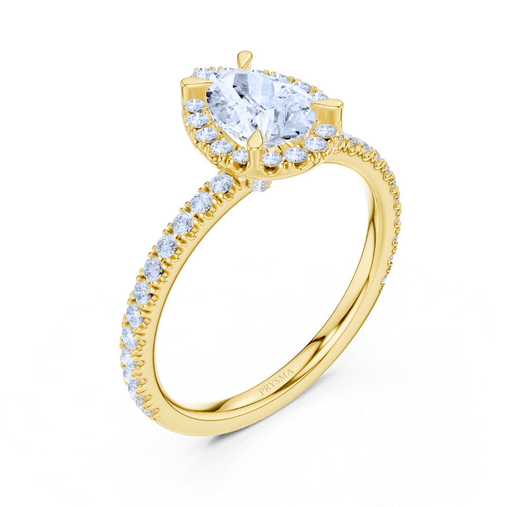 Radiant Teardrop Halo Ring