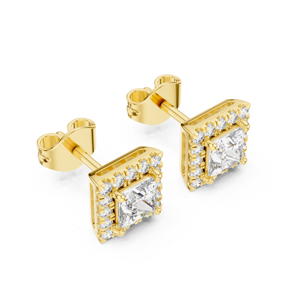Regal Square Halo Stud Earrings