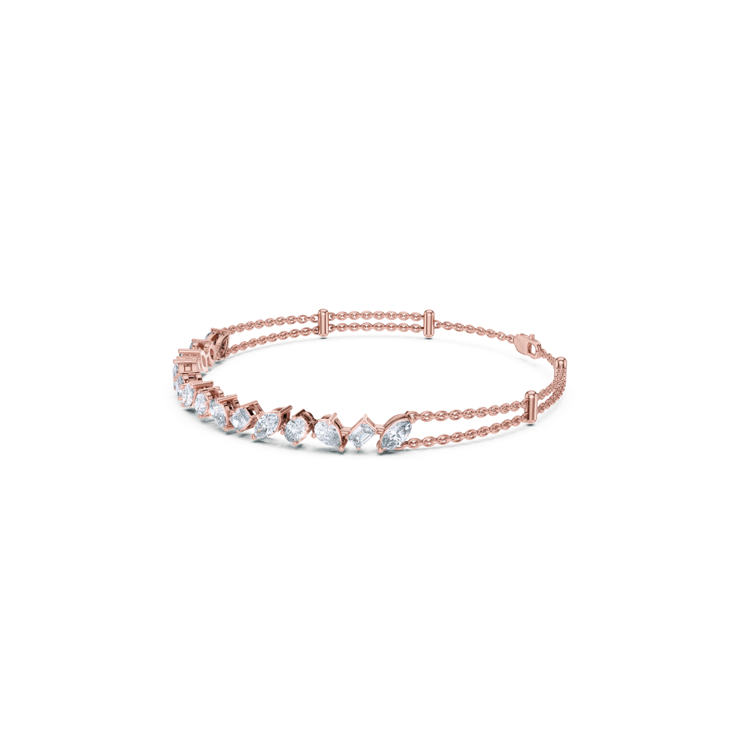 Multi-Cut Diamond Double Chain Bracelet