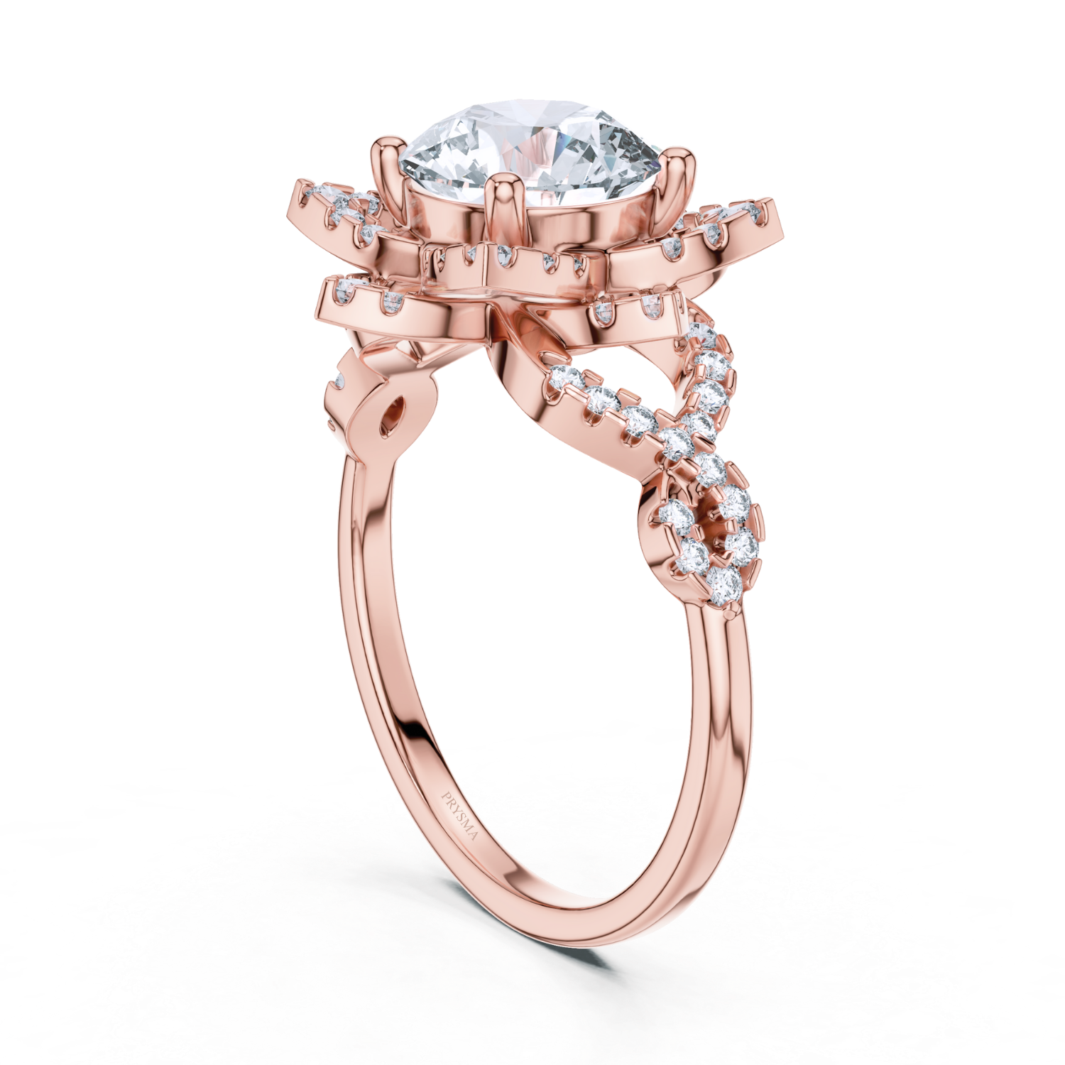 Floral Halo Round Diamond Ring