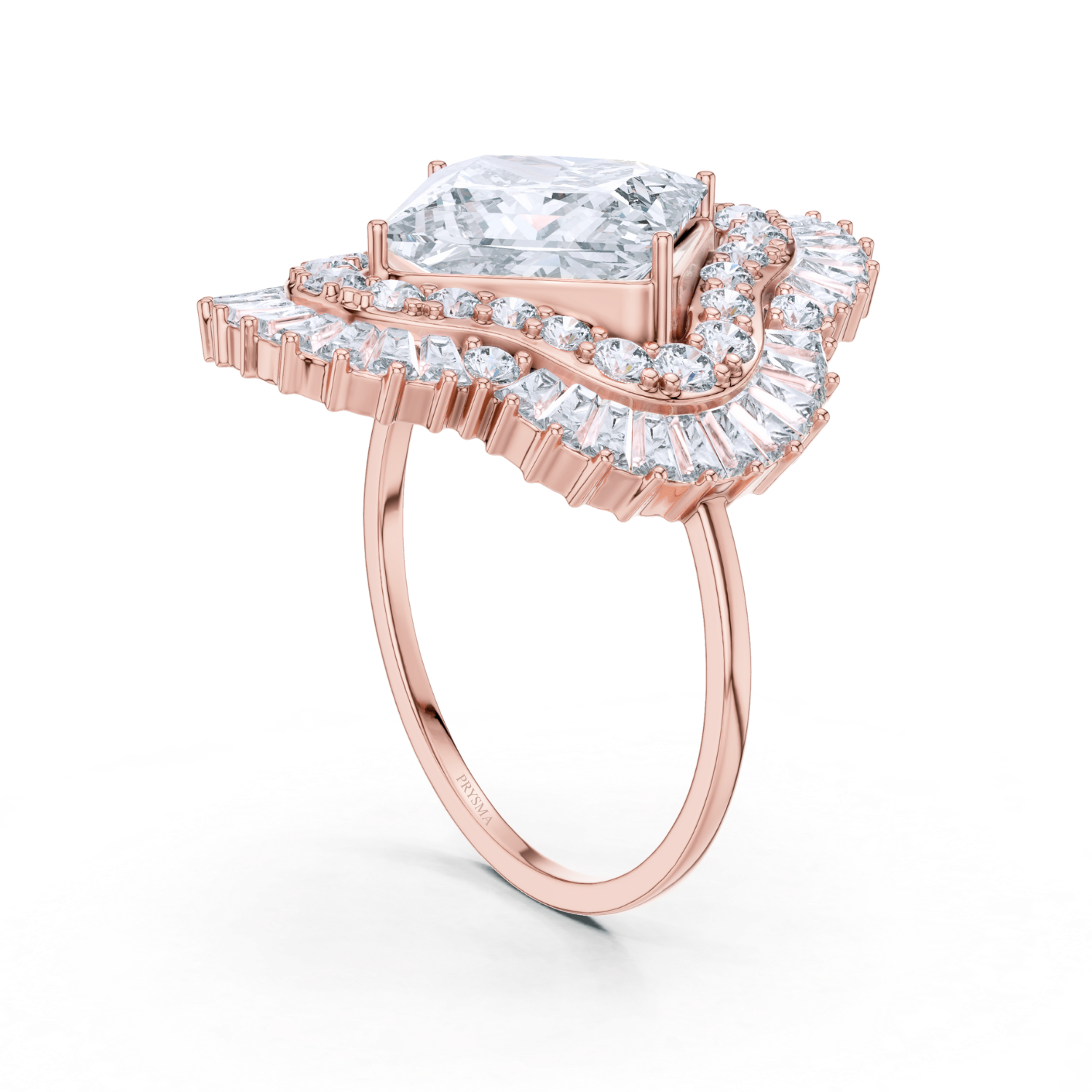 Regal Radiance Baguette Halo Ring