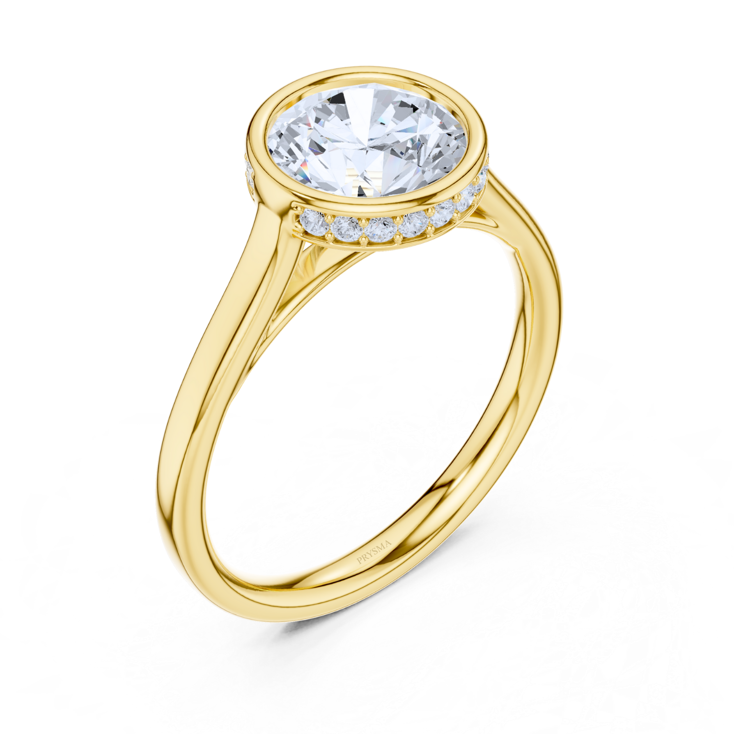 Bezel-Set Diamond Ring With Hidden Halo