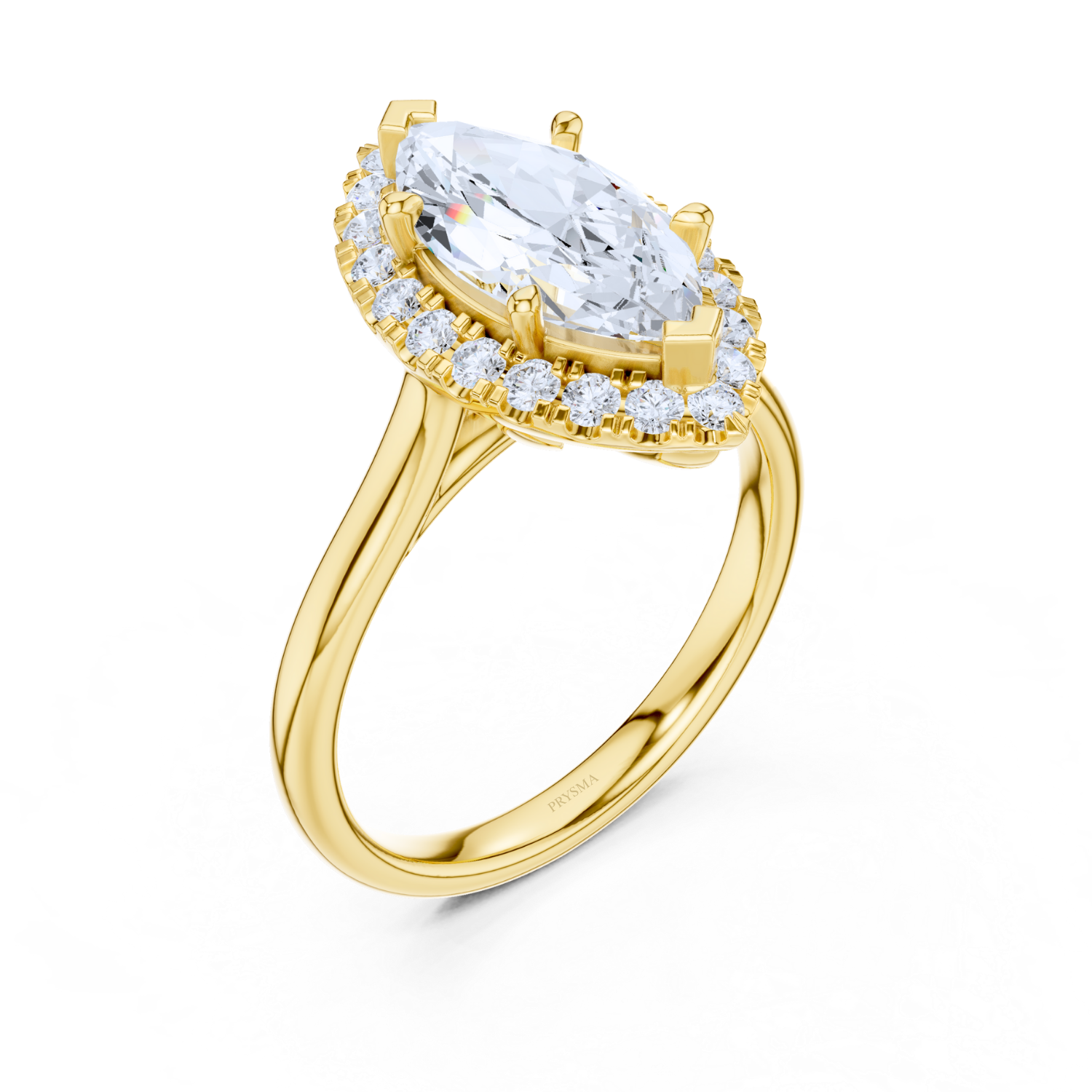 Marquise Halo Split Shank Diamond Ring