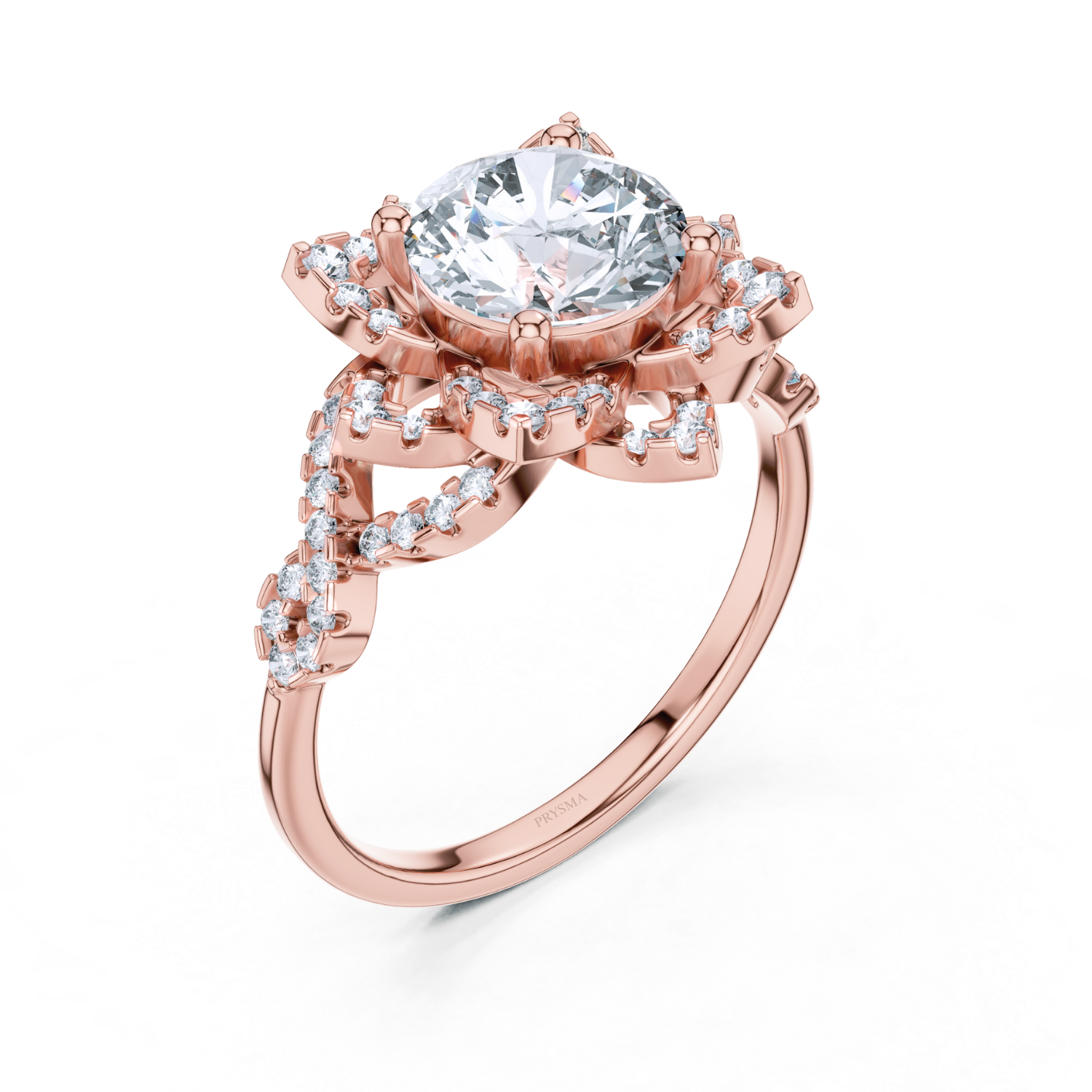 Floral Halo Round Diamond Ring