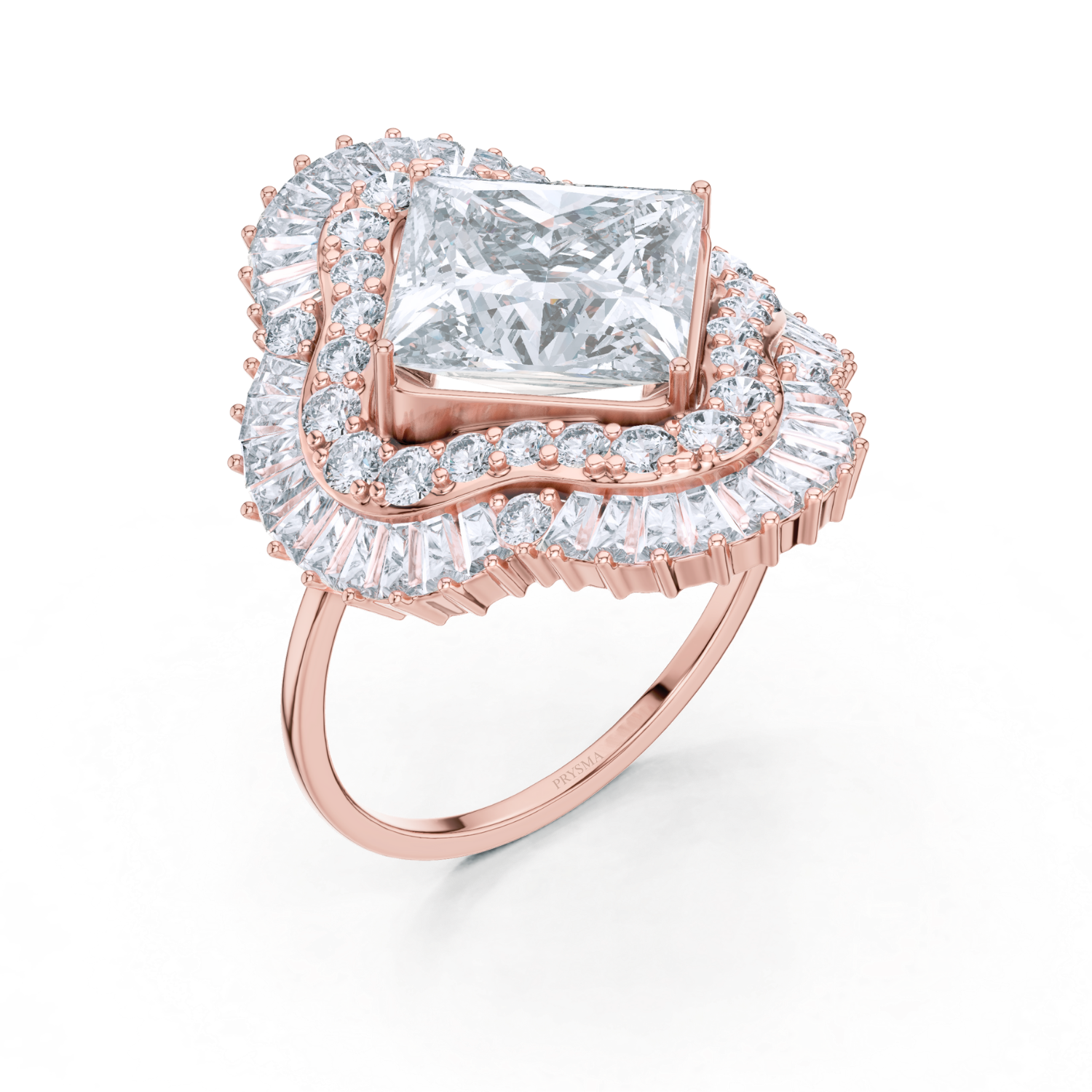 Regal Radiance Baguette Halo Ring