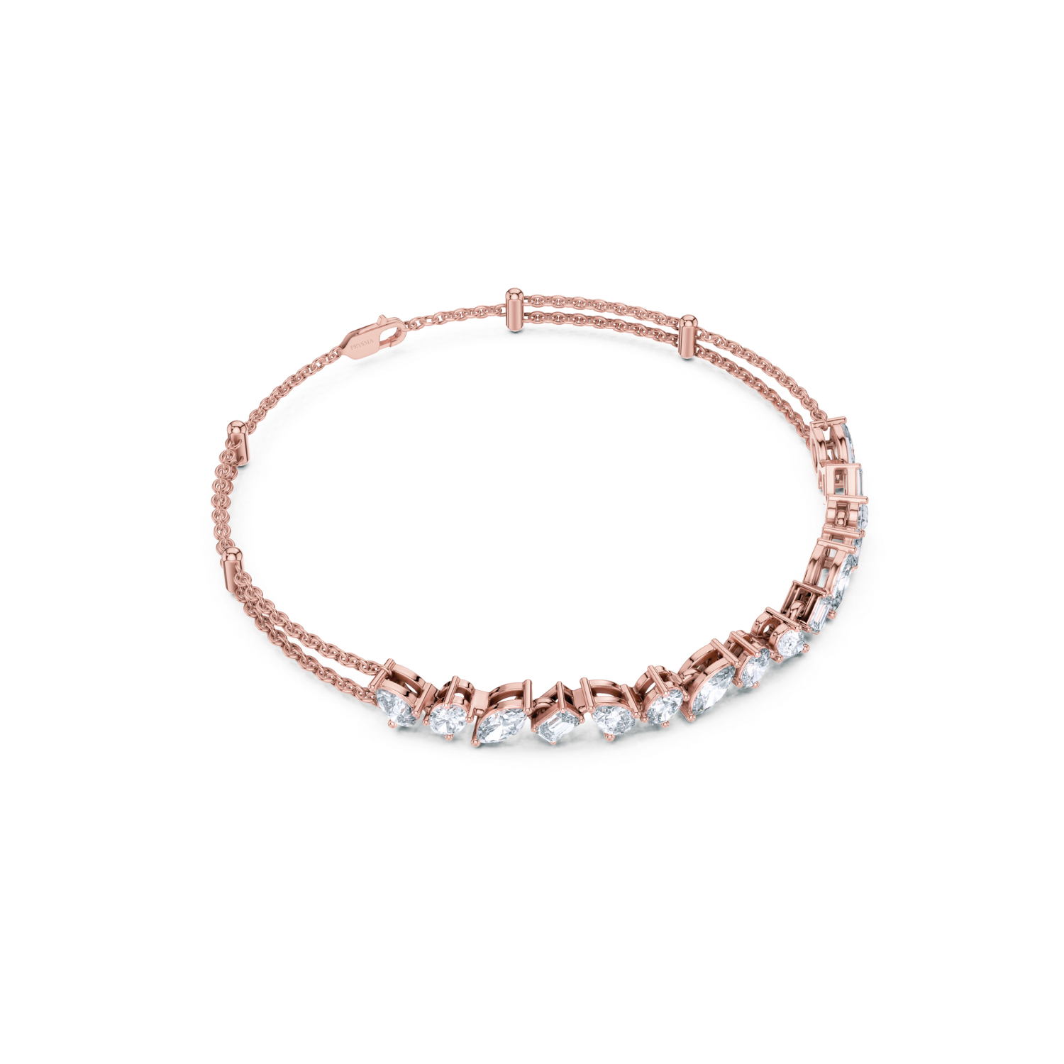 Multi-Cut Diamond Double Chain Bracelet