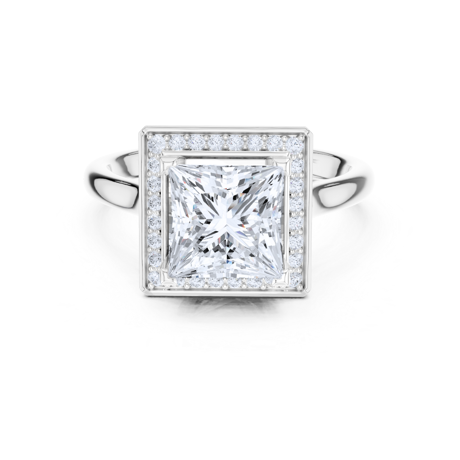 Princess-Cut Halo Diamond Ring