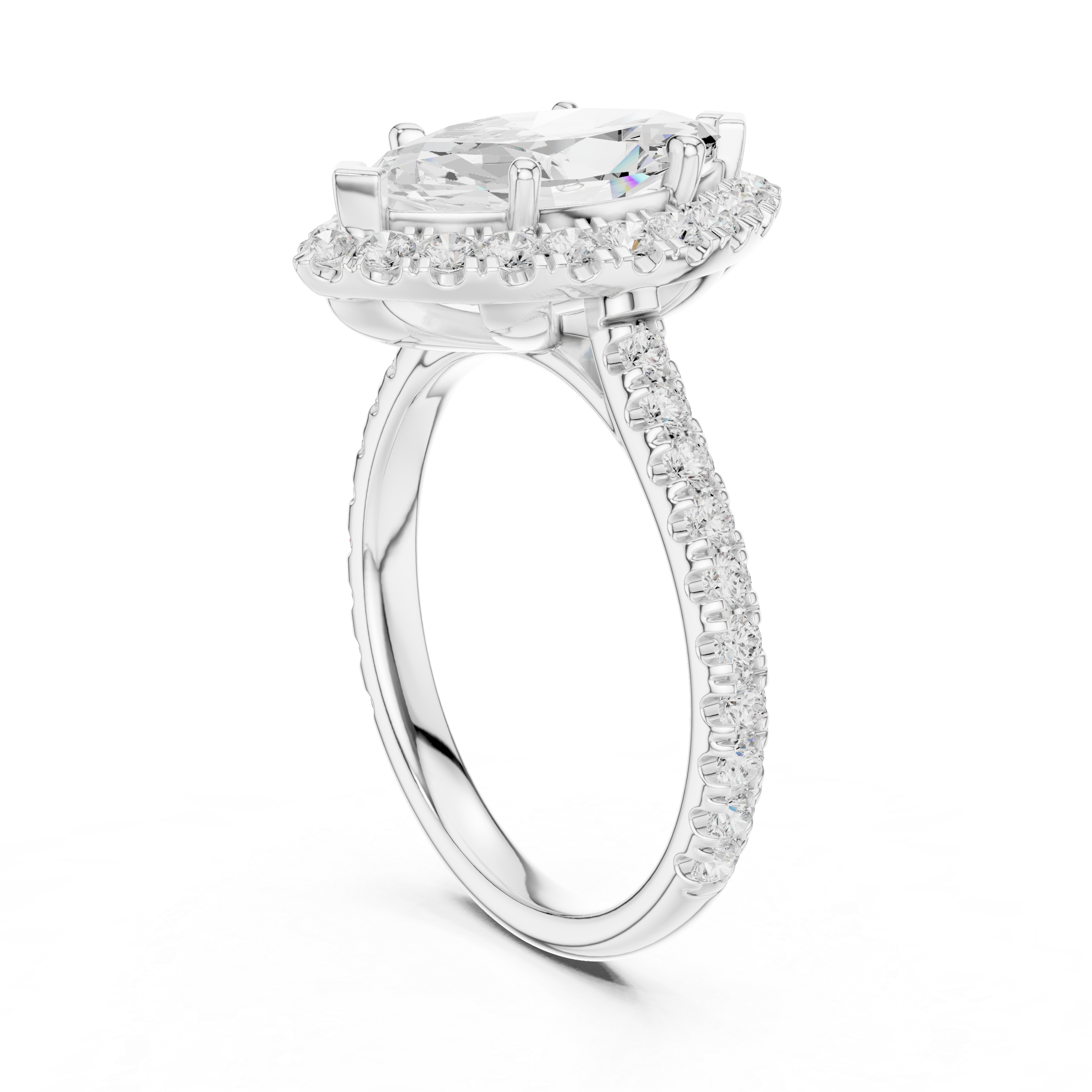 Marquise Halo Split Diamond Ring
