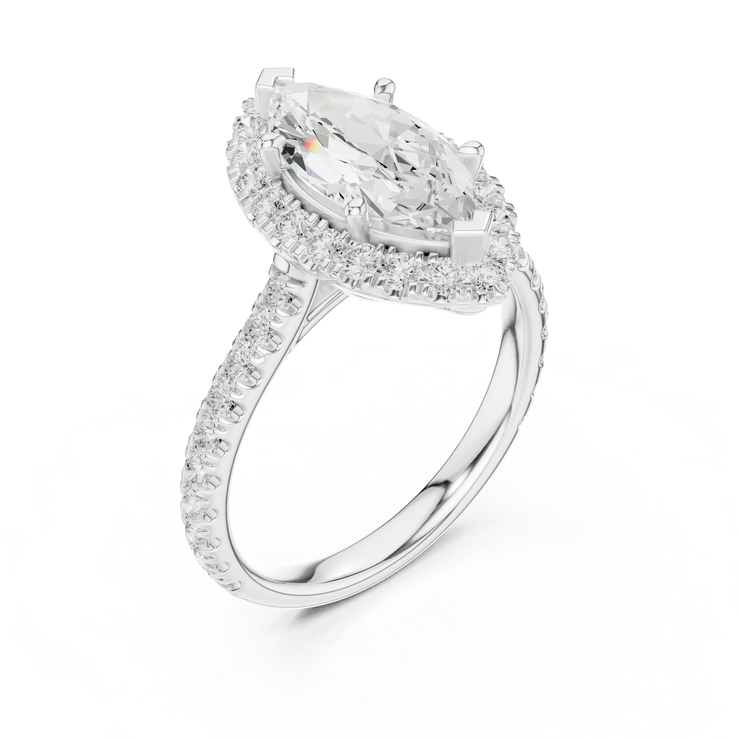 Marquise Halo Split Diamond Ring
