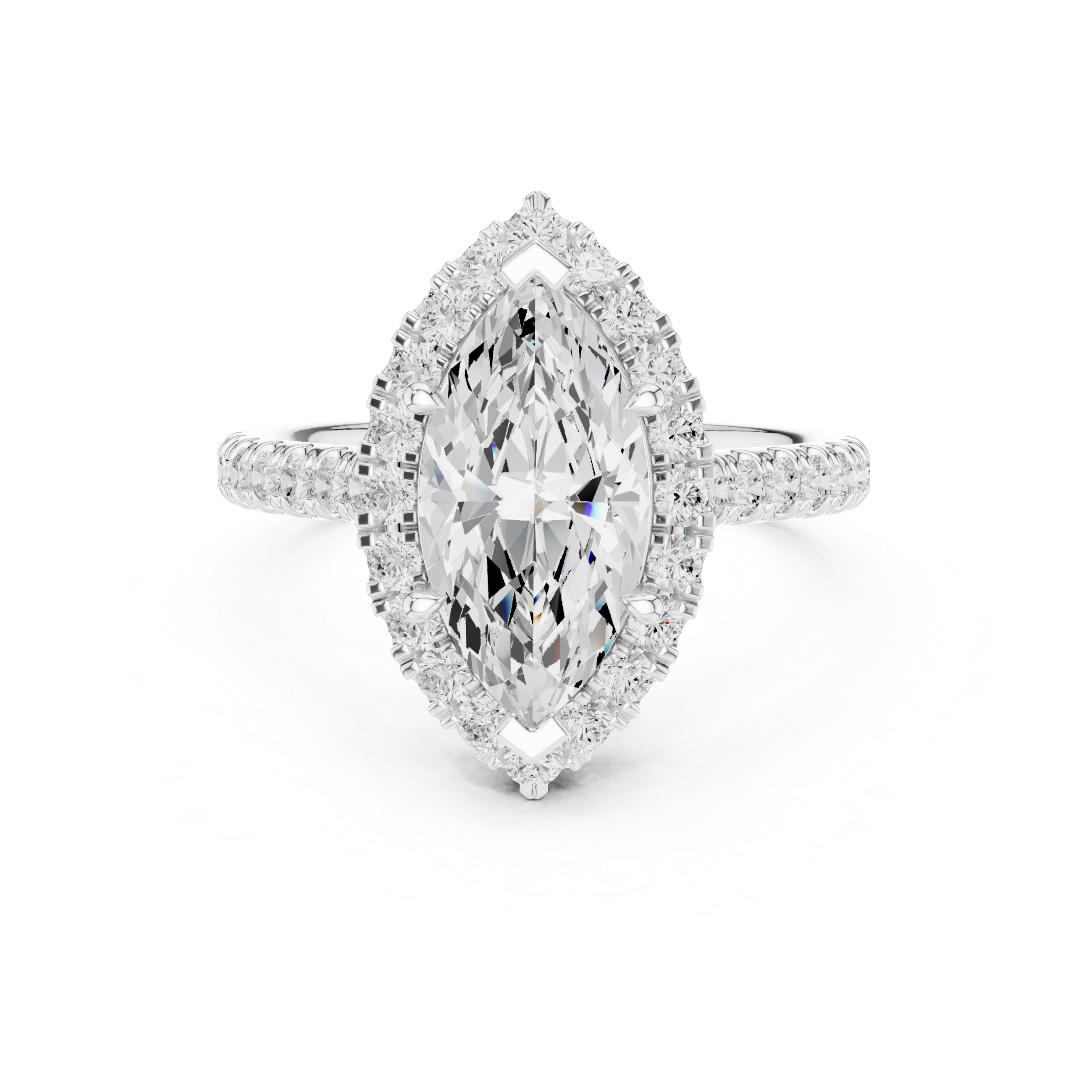 Marquise Halo Split Diamond Ring